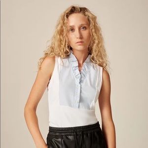 ME+EM Frill Collar Cardigan Layering Top Fresh White/Blue Size 10 US 14 UK